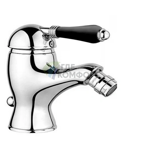 Смеситель для биде Nicolazzi Ceramica Nera с донным клапаном и черной керамической ручкой (3403CR76B) - фото 1