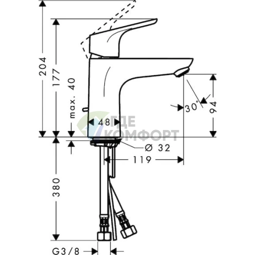 Смеситель для раковины Hansgrohe Focus E2 31517000 - фото 5