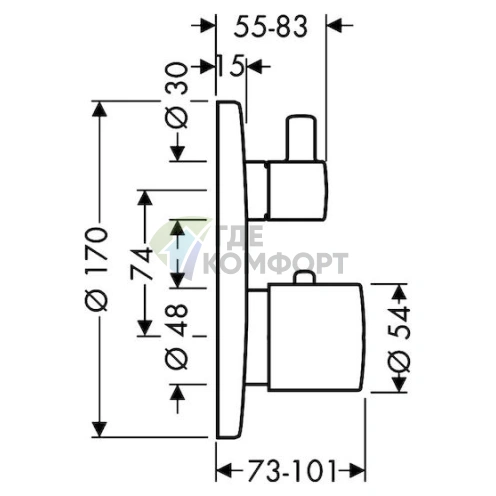 Термостат Hansgrohe Ecostat S 15701000 для ванны с душем - фото 2