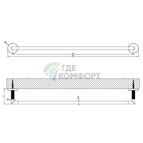 Полотенцедержатель Gessi Ingranaggio, 60 см, хром (63903#031) - фото 2