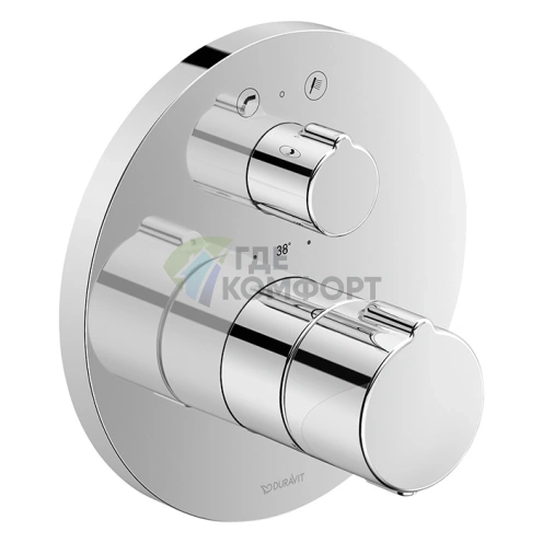 Термостатический смеситель для ванны Duravit C.1 скрытого монтажа с переключателем, хром (C15200014010) - фото 1