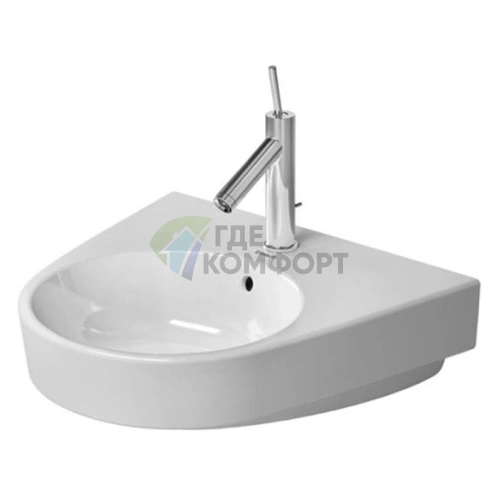 Подвесная раковина Duravit 550x500 мм белого цвета с пьедесталом (2323550000) - фото 4