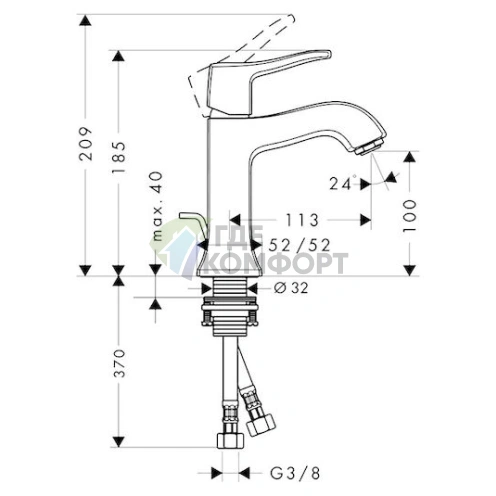 Смеситель для раковины Hansgrohe Metris Classic 31075000 - фото 3