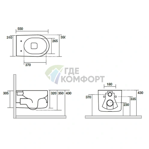 Унитаз подвесной безободковый Kerasan Nolita 55x35 см, белый матовый (531430) - фото 2