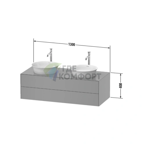Подвесная тумба Duravit White Tulip с 2 ящиками | 408x1300x550 мм | Белый глянец (WT4988B8585) - фото 2