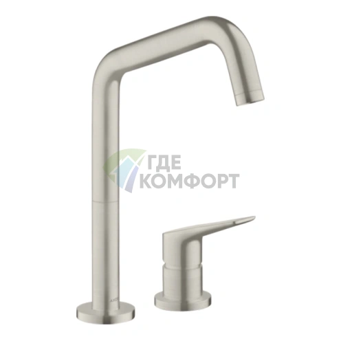 Кухонный смеситель AX Citterio на 2 отверстия 240 мм с Eco-функцией, цвет сталь (34823800) - фото 1