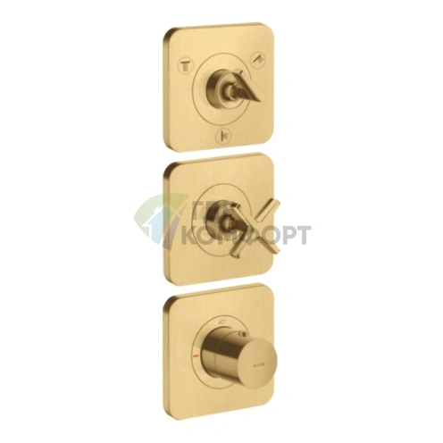 Термостат AX Citterio E с 3 розетками в цвете Шлифованное золото (36704250) - фото 1