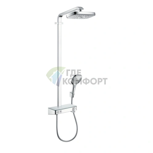 Душевая система HG Raindance Select E с термостатом и полочкой: верхний душ 300 2jet, ручной душ, шланг, хром (27126000) - фото 1