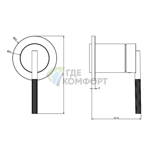 Gessi Ingranaggio: Встраиваемый Однорычажный Смеситель на 1 Выход, Цвет Black XL (63561#299) - фото 2