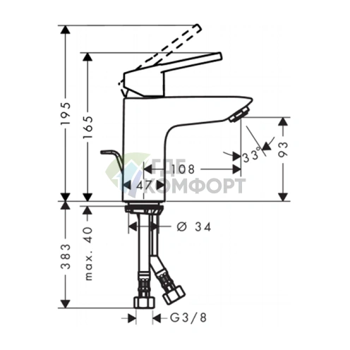 Смеситель для раковины Hansgrohe Novus Loop с донным клапаном, хром (71081000) - фото 2