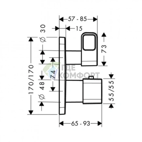 Встраиваемый термостат для ванны AX Urquiola с хромированной панелью (11732000) - фото 2