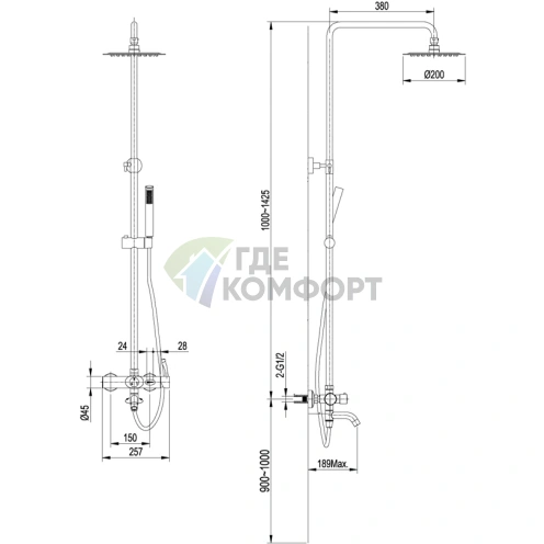 Душевая стойка Lemark Element LM5162S с верхним лейкой - фото 5