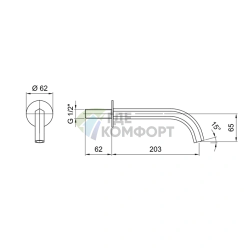 Излив для ванны FANTINI VENEZIA настенный, 203 мм, цвет золото плюс (29 01 8315) - фото 2