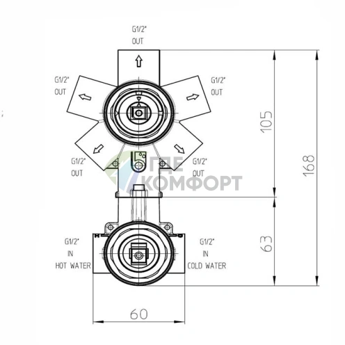 Смеситель для душа Bossini Oki встраиваемый с девиатором, цвет сатинированный никель (Z00004.094) - фото 2