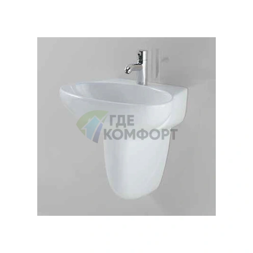 Раковина AZZURRA CLAS с 1 отверстием под смесительитель 65x48см цвет белый с полуколонной - фото 1