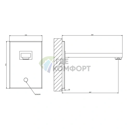 Электронный настенный смеситель GESSI RETTANGOLO Black XL для раковины (20130#299) - фото 2