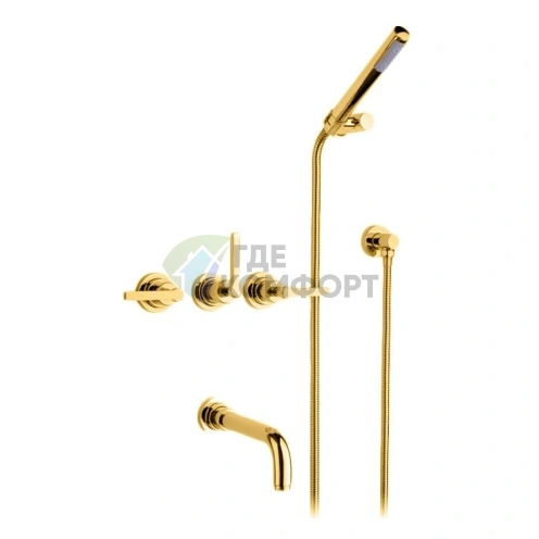 Смеситель для ванны Nicolazzi Mac Kinley 05 встроенный золото с комплектом ручного душа (2203GO29) - фото 1