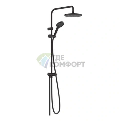 Душевая стойка HG Vernis Blend Reno с верхним душем, EcoSmart, матовый черный (26099670) - фото 1