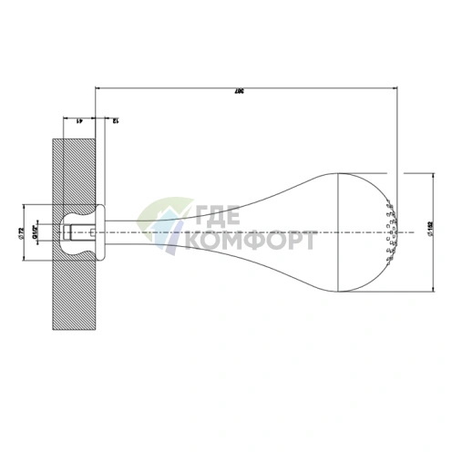 Потолочный душ Gessi Goccia каплевидной формы, 387 мм, белый (33751#279) - фото 2