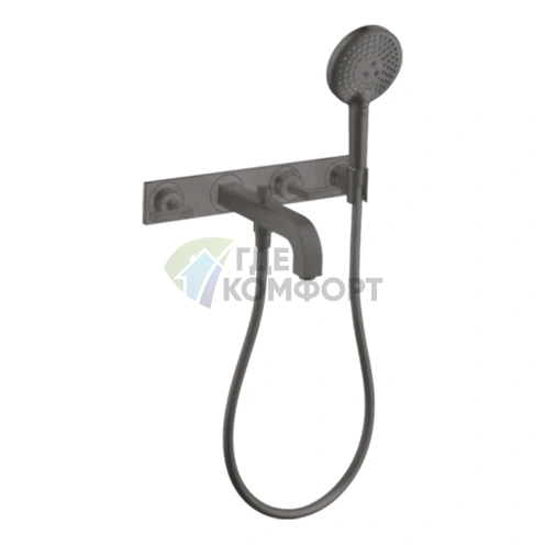 Элегантный настенный смеситель для ванны AX Citterio в матовом черном хроме (39442340) - фото 1