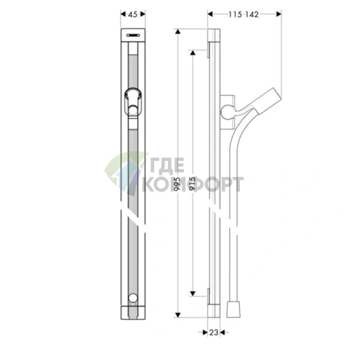 Штанга для душа HG Unica Raindance, 90 см со шлангом, хром (27636000) - фото 2