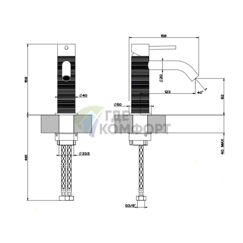 Смеситель для раковины GESSI 316 на 1 отверстие без донного клапана с изливом 123 мм в цвете steel brushed (54302#239) - фото 2