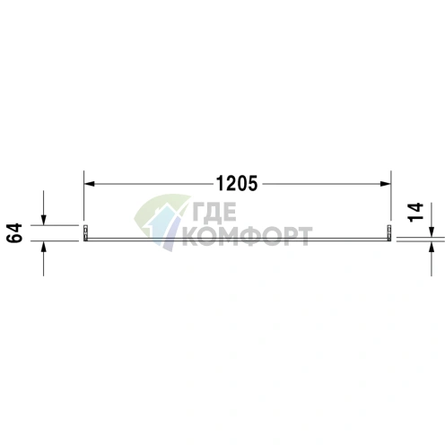 Полотенцедержатель Duravit Vero Square 1205 мм, хром (30341000) - фото 2