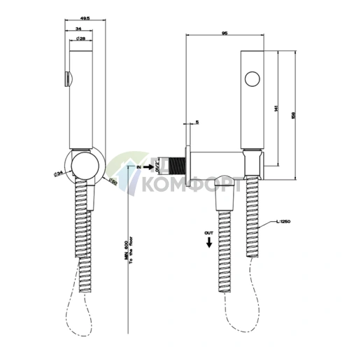 Комплект гигиенического душа Gessi Cono в цвете Finox (45123#149) - фото 2