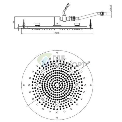 Верхний душ BOSSINI DREAM-OKI 370 мм, хром (H38380.030) - фото 2