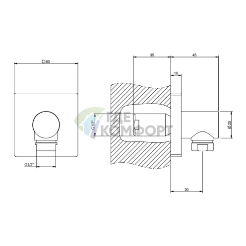 Смеситель для ванны GESSI Rilievo, подвод и вывод воды 1/2, хром (59169#031) - фото 2
