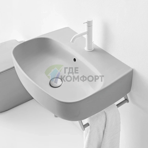 Раковина Kerasan Nolita подвесная-накладная 60х45 см с 1 отв под смеситель цвет Светло серый - фото 1