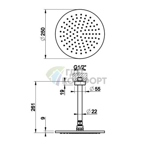 Душевая система Gessi Ingranaggio потолочная, поворотная с шарниром (хром) (63352#031) - фото 2