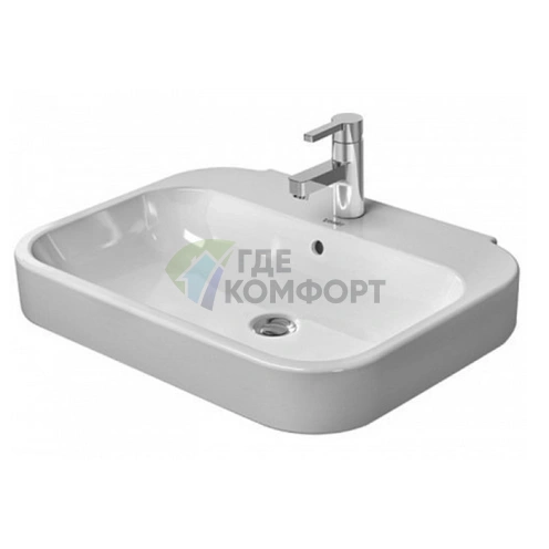 Раковина DURAVIT Happy D2 80x52,5 см с отверстием под смеситель и слив-переливом, белая (2316800000) - фото 1