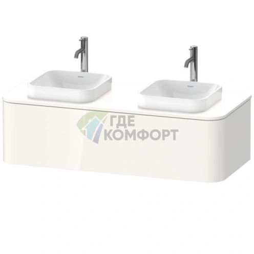 Столешница Duravit Happy D.2 Plus для двух моек 1300x550мм, глянцевый белый (HP032KB2222) - фото 1