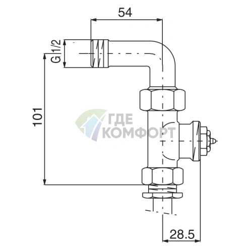Клапан термостатический Oventrop A 1/2 (DN 15) M30x1-5 1181304 прямой с отводом - фото 2