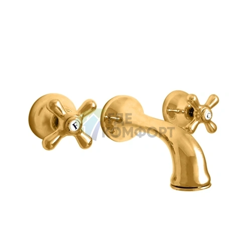 Настенный смеситель для раковины Nicolazzi Nuova Brenta с двумя вентилями, 16 см, золотистая латунь (2577GB) - фото 1