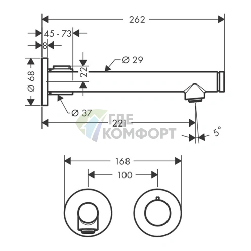 Стильный электронный смеситель AX Uno для раковины с бесконтактным включением (45113820) - фото 2