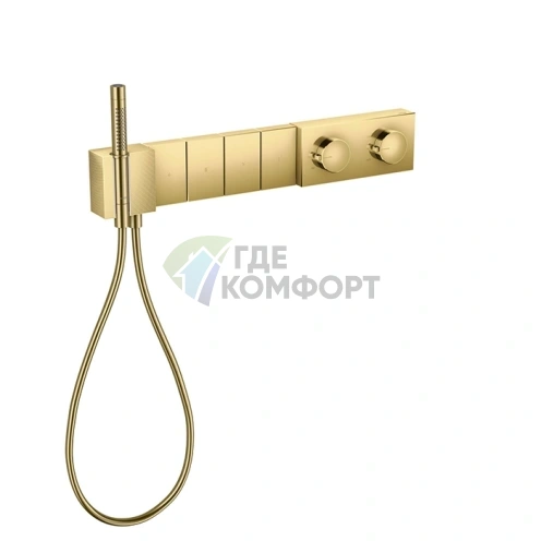 Встраиваемый термостат для душа AX Edge 610/100 с 4 выходами и ручным душем, алмазная огранка, полированное золото (46721990) - фото 1