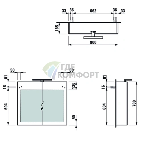 Зеркальный шкаф-купе LAUFEN BASE 100 см с подсветкой, белый глянец (4.0285.2.110.261.1) - фото 2