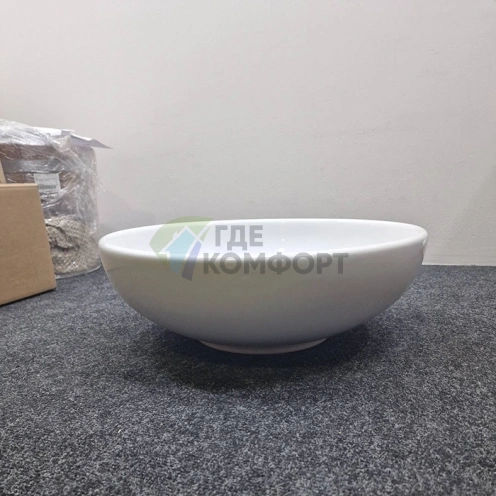 Накладная круглая раковина AZZURRA FLEUR 45x16 см без отверстия, белая - фото 3