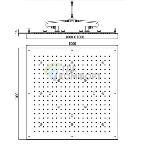 Верхний душ BOSSINI DREAM-XL CUBE 1000x1000 мм с LED-подсветкой, хром (WI0383.030) - фото 2