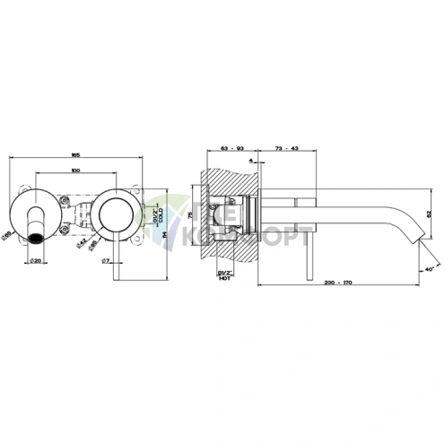 Встраиваемый смеситель GESSI из нержавеющей стали 316, матовый черный PVD, излив 200-170 мм (54086#707) - фото 2