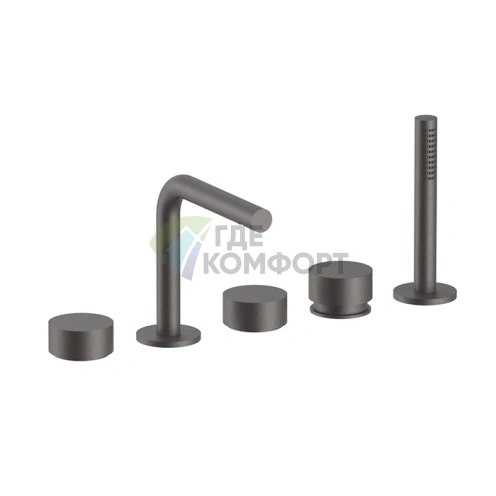 Смеситель для ванны Fantini AF/21 на борт с ручным душем, 5 отверстий, цвет Gun Metal (27 P5 A265) - фото 1