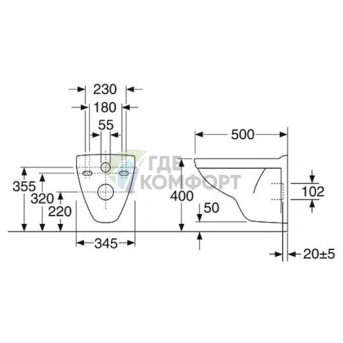 Подвесной унитаз Gustavsberg Nautic 5530 с инсталляцией - фото 2