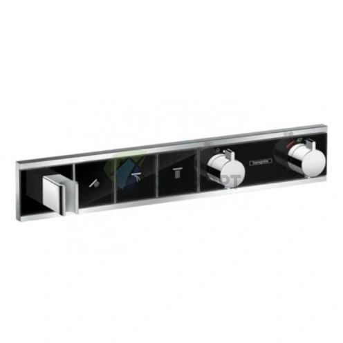 Термостат для душа Hansgrohe RainSelect на 3 источника: черный/хром с держателем (15356600) - фото 1