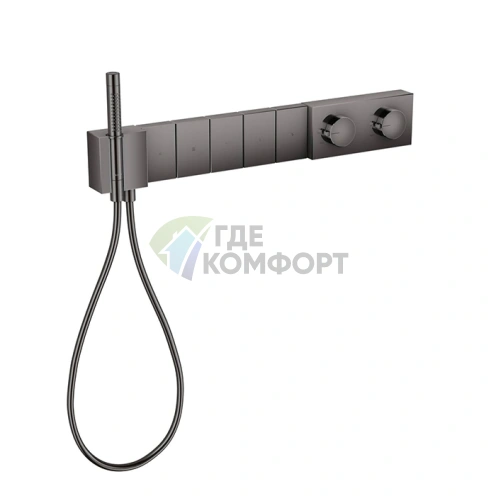 Термостат для душа AX Edge 680/100 встраиваемый, 5 источников, ручной душ, полированный черный (46730330) - фото 1