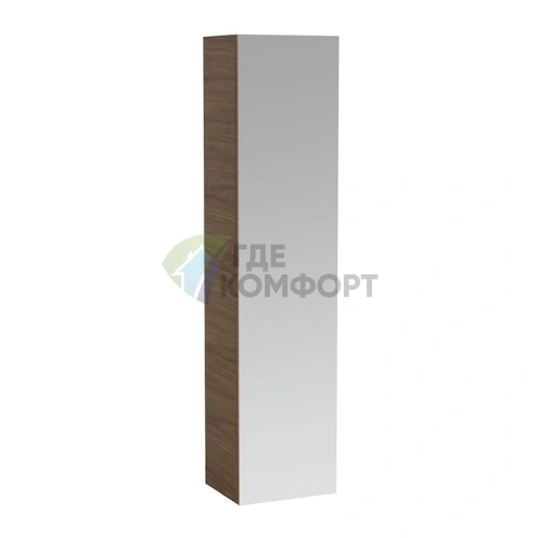 Шкаф подвесной Laufen Alessi One 400х300х1700 мм с зеркальной дверцей, подсветкой и 4 полками, цвет орех (4.5804.1.097.630.1) - фото 1