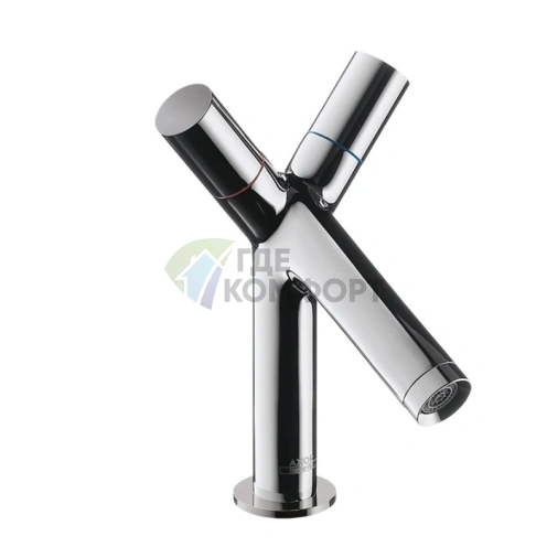 Смеситель для раковины AX Starck 80 мм, хром, с донным клапаном и двумя рукоятками (10030000) - фото 1