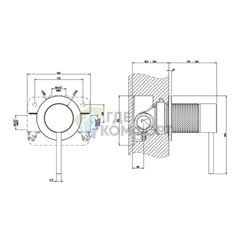 Встраиваемый смеситель GESSI из нержавеющей стали 316 для 1 источника, цвет Black XL (54419#299) - фото 2