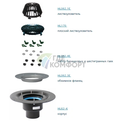 Кровельная воронка HL62 с теплоизоляцией и обжимным фланцем - фото 2